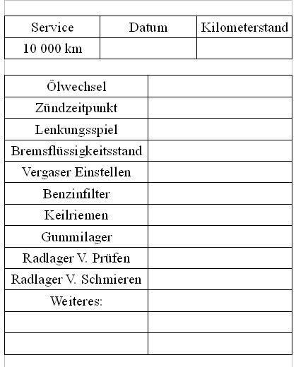 Das Serviceprogramm bei 10 000km